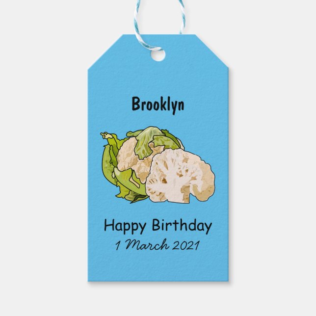 Cauliflower cartoon illustration gift tags (Front)