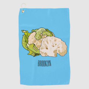 Cauliflower cartoon illustration golf towel