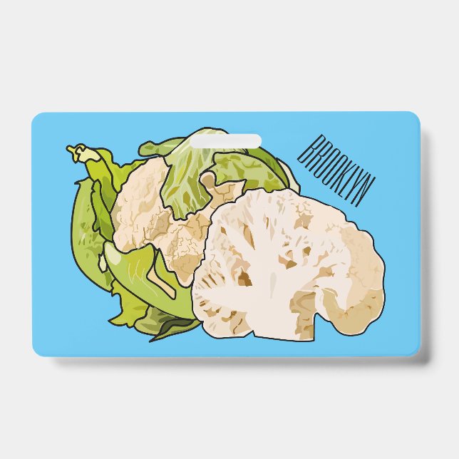 Cauliflower cartoon illustration ID badge (Front)