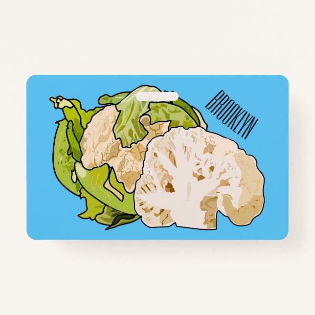 Cauliflower cartoon illustration ID badge (Front)