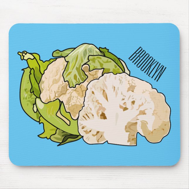 Cauliflower cartoon illustration mouse mat (Front)