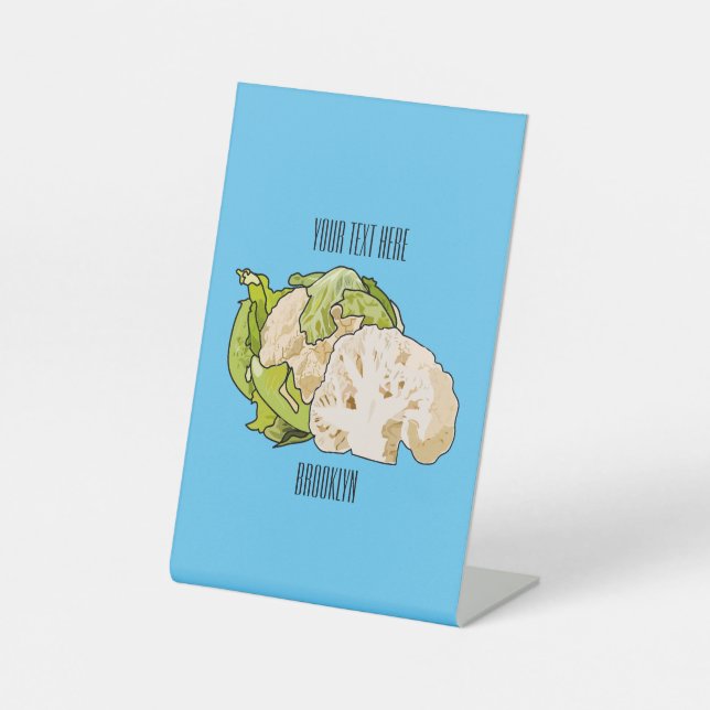 Cauliflower cartoon illustration pedestal sign (Front)