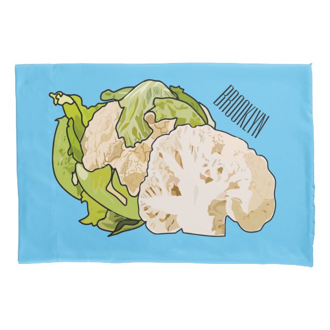 Cauliflower cartoon illustration pillowcase (Front)