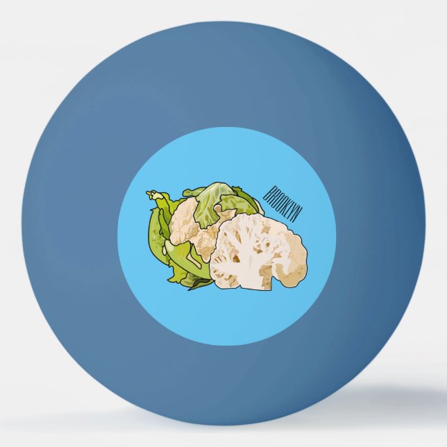 Cauliflower cartoon illustration ping pong ball (Front)