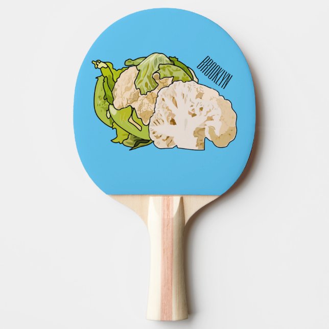 Cauliflower cartoon illustration ping pong paddle (Front)