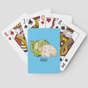 Cauliflower cartoon illustration playing cards
