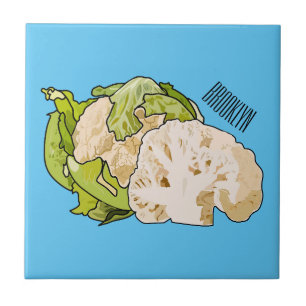 Cauliflower cartoon illustration tile
