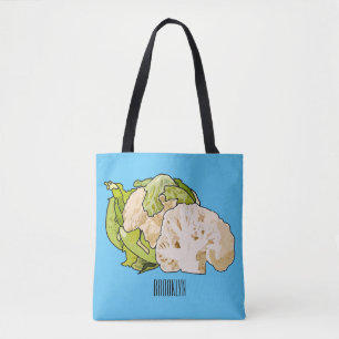 Cauliflower cartoon illustration tote bag
