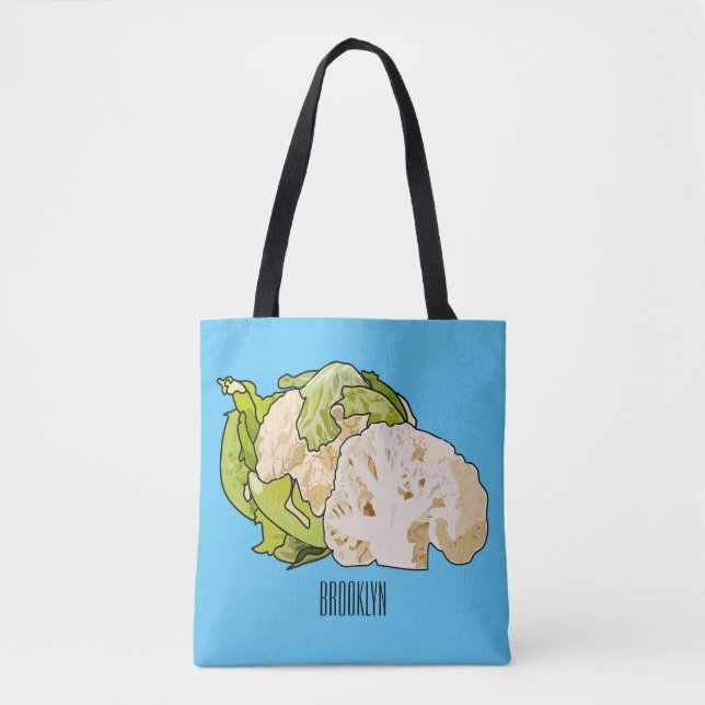 Cauliflower cartoon illustration tote bag (Front)