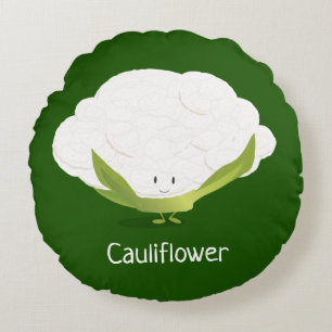 Cauliflower Cute Food Round Cushion