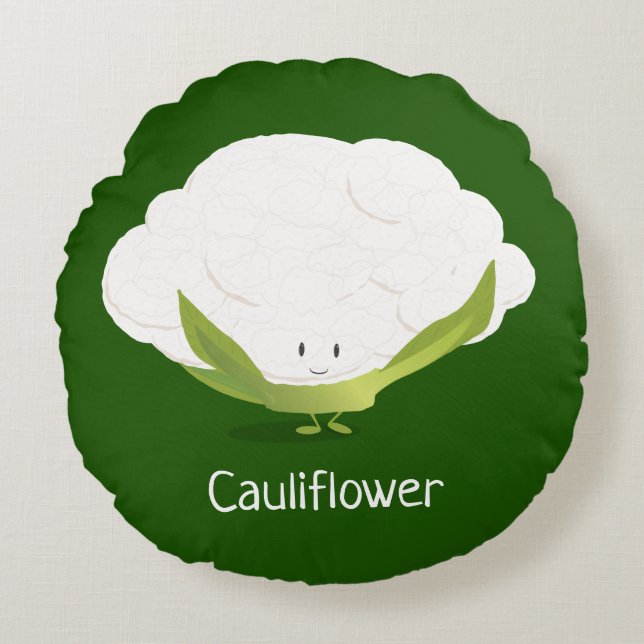 Cauliflower Cute Food Round Cushion (Front)