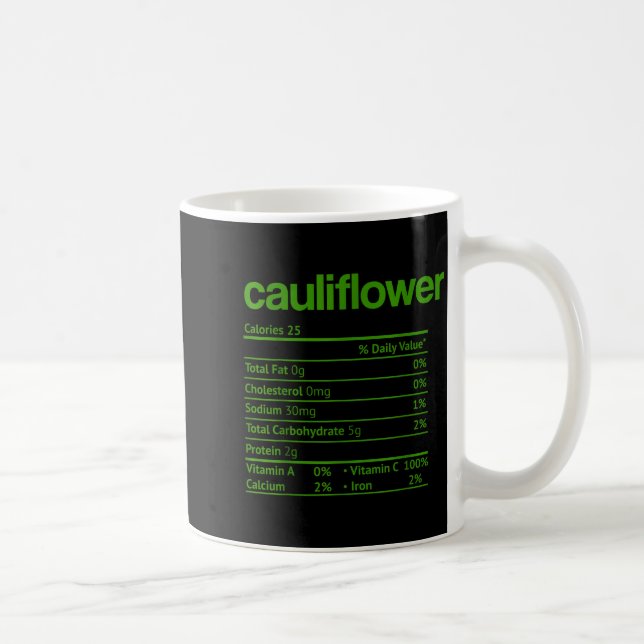 Cauliflower Nutrition Fact Funny Thanksgiving Chri Coffee Mug (Right)