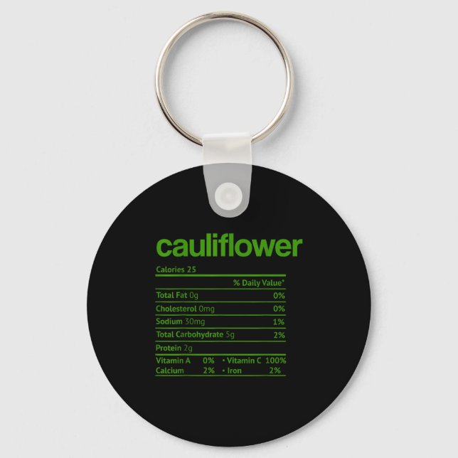 Cauliflower Nutrition Fact Funny Thanksgiving Chri Key Ring (Front)