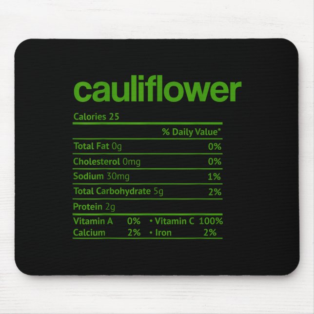 Cauliflower Nutrition Fact Funny Thanksgiving Chri Mouse Mat (Front)