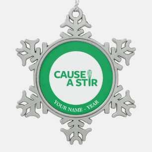 Cause a Stir Snowflake Pewter Christmas Ornament