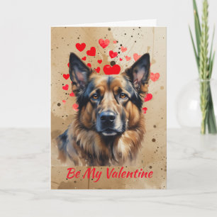 Cause I Woof Love You German Shepherd Valentine Holiday Card