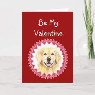Cause I Woof Love You Golden Retriever Valentine Holiday Card