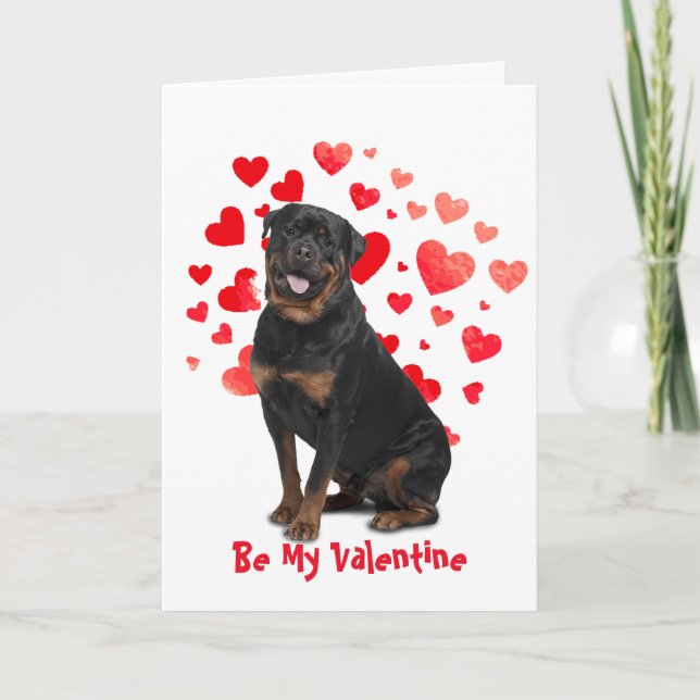 Cause I Woof Love You Rotweiler Dog  Valentine Holiday Card (Front)