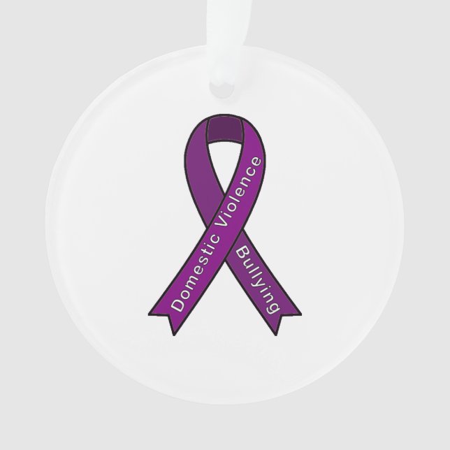 Cause Ribbon Domestic Violence and Bullying Orname Ornament (Front)