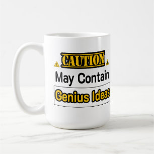 Cautiion Genius Ideas Funny Office Gift Coffee Mug
