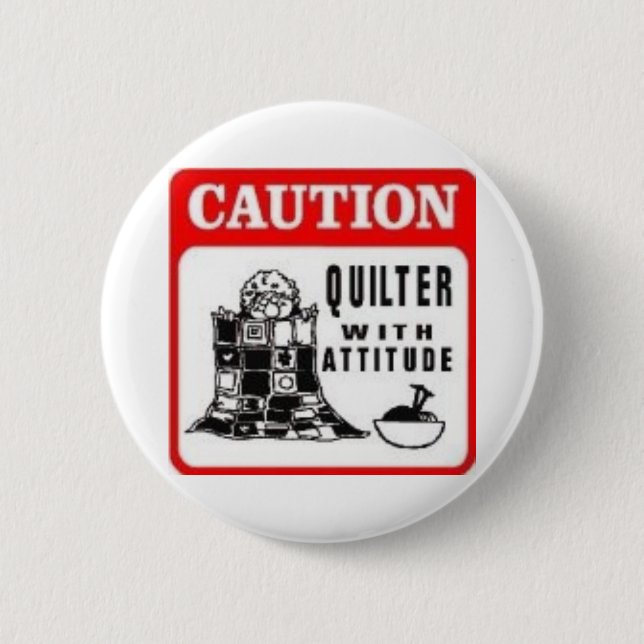 Caution 6 Cm Round Badge (Front)