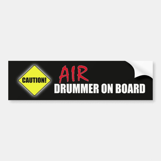Caution Air Drummer On Board Bumper Sticker (Front)
