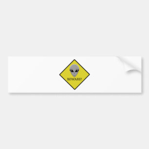 CAUTION ALIEN BUMPER STICKER
