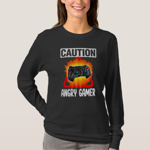 Caution Angry Gamer On Duty Women Gaming 3 T-Shirt