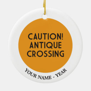 Caution! Antique Crossing Ceramic Tree Decoration