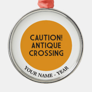 Caution! Antique Crossing Metal Tree Decoration