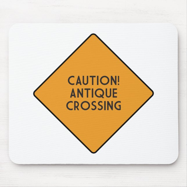 Caution! Antique Crossing Mouse Mat (Front)