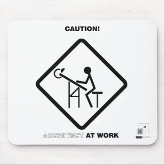 Caution Architect at Work Mouse Mat