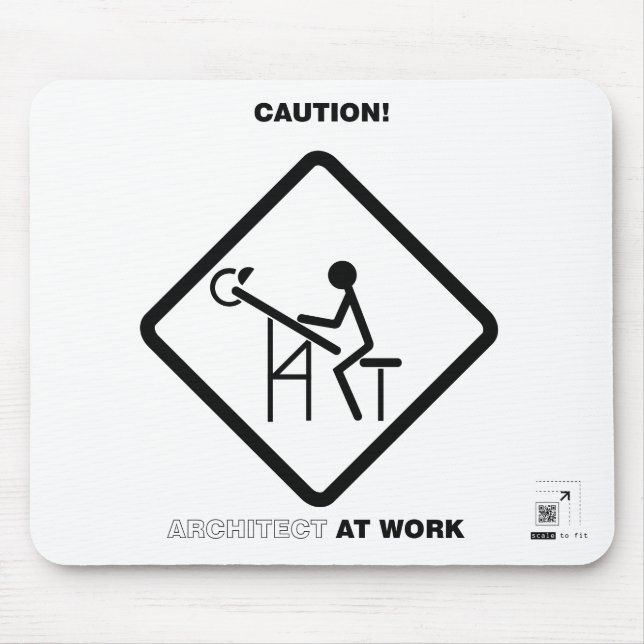 Caution Architect at Work Mouse Mat (Front)