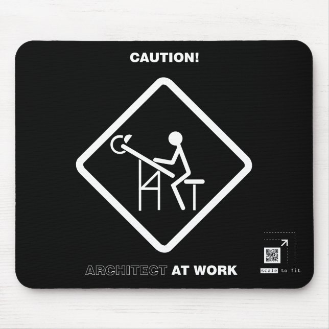 Caution Architect at Work Mouse Mat (Front)
