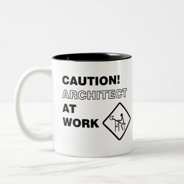 Caution Architect at Work Two-Tone Coffee Mug (Left)