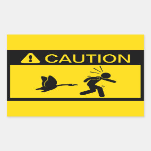 Caution: Attacking Geese Rectangular Sticker