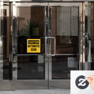 Caution Automatic Door  Window Cling