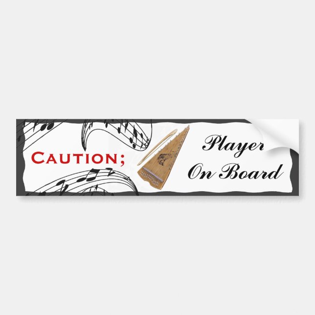 CAUTION; BOWED PSALTERY ON BOARD-BUMPER STICKER (Front)