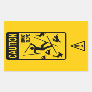 CAUTION: Bunny Slope - Humourous Ski Warning Sign Rectangular Sticker