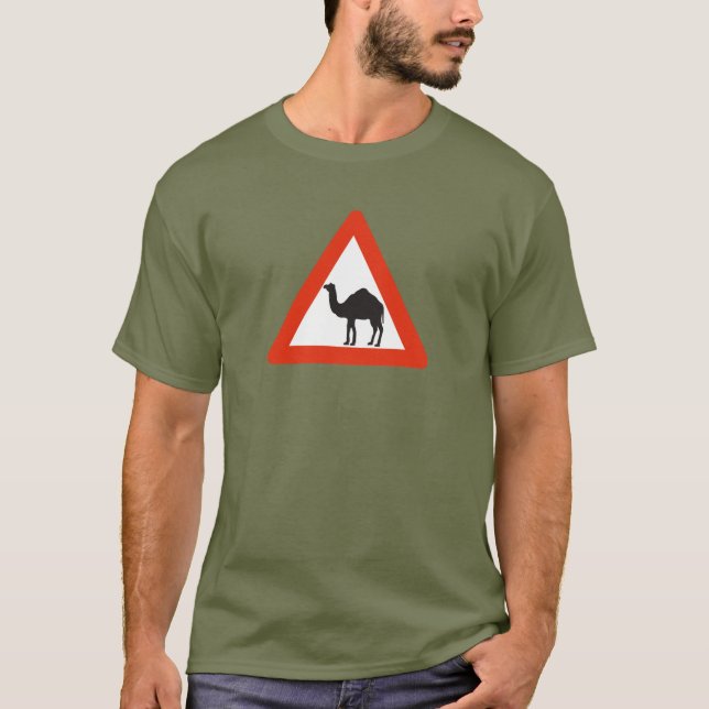 Caution Camels, Traffic Sign, United Arab Emirate T-Shirt (Front)