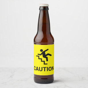 Caution Clumsy Beer Bottle Label