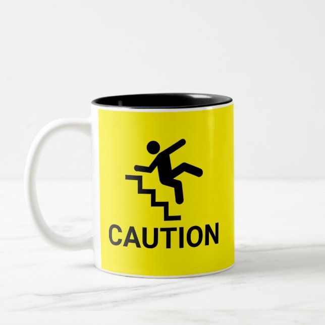 Caution Clumsy Two-Tone Coffee Mug (Left)