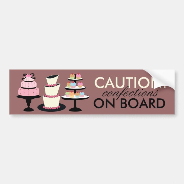 CAUTION: Confections on Board Bumper Stickers (Front)