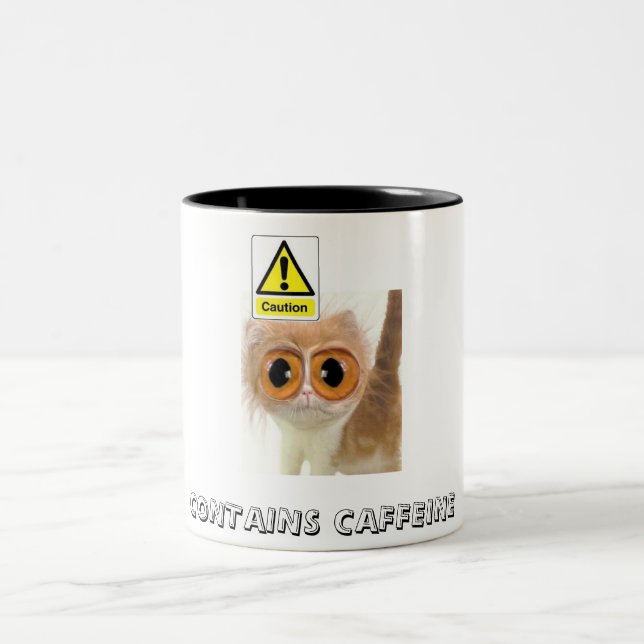 Caution: Contains Caffeine Two-Tone Coffee Mug (Center)