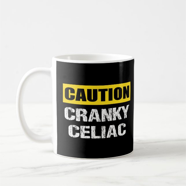 Caution Cranky Celiac Funny Warning Sign Coffee Mug (Left)