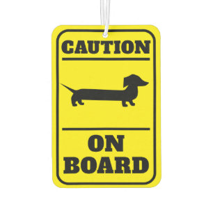 Caution Dachshund on Board Funny Car Air Freshener