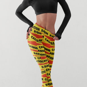 Caution Danger Halloween Tape Modern Typography Capri Leggings