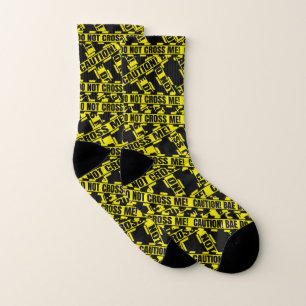 Caution Don't Cross Me Bae Tape Design Socks