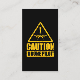 Caution drone pilot aircraft camera business card