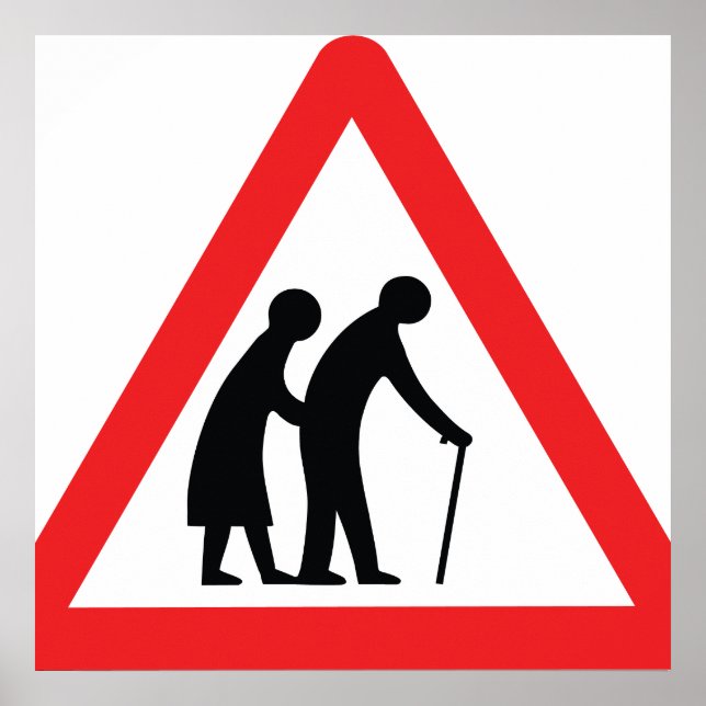CAUTION Elderly People - UK Traffic Sign (Front)